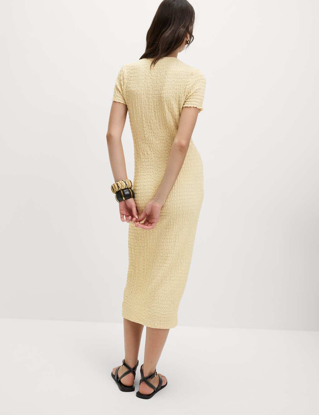 Jersey Textured V-Neck Midi Column Dress 5 of 5