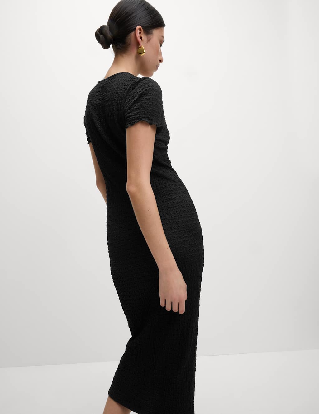 Jersey Textured V-Neck Midi Column Dress 6 of 6
