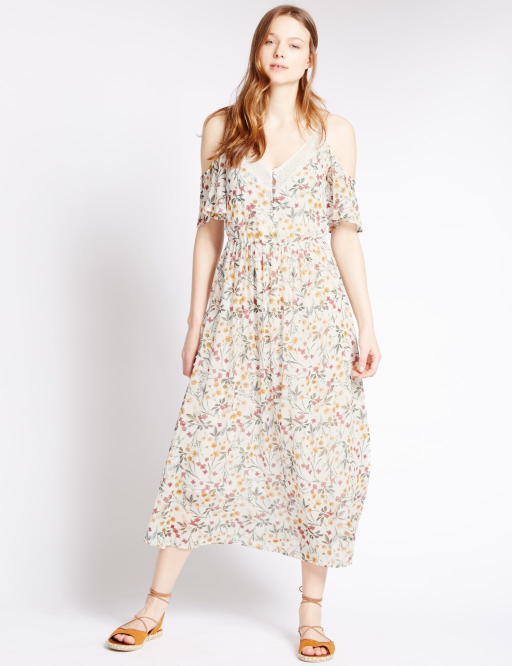 Cold Shoulder Floral Maxi Dress 1 of 4