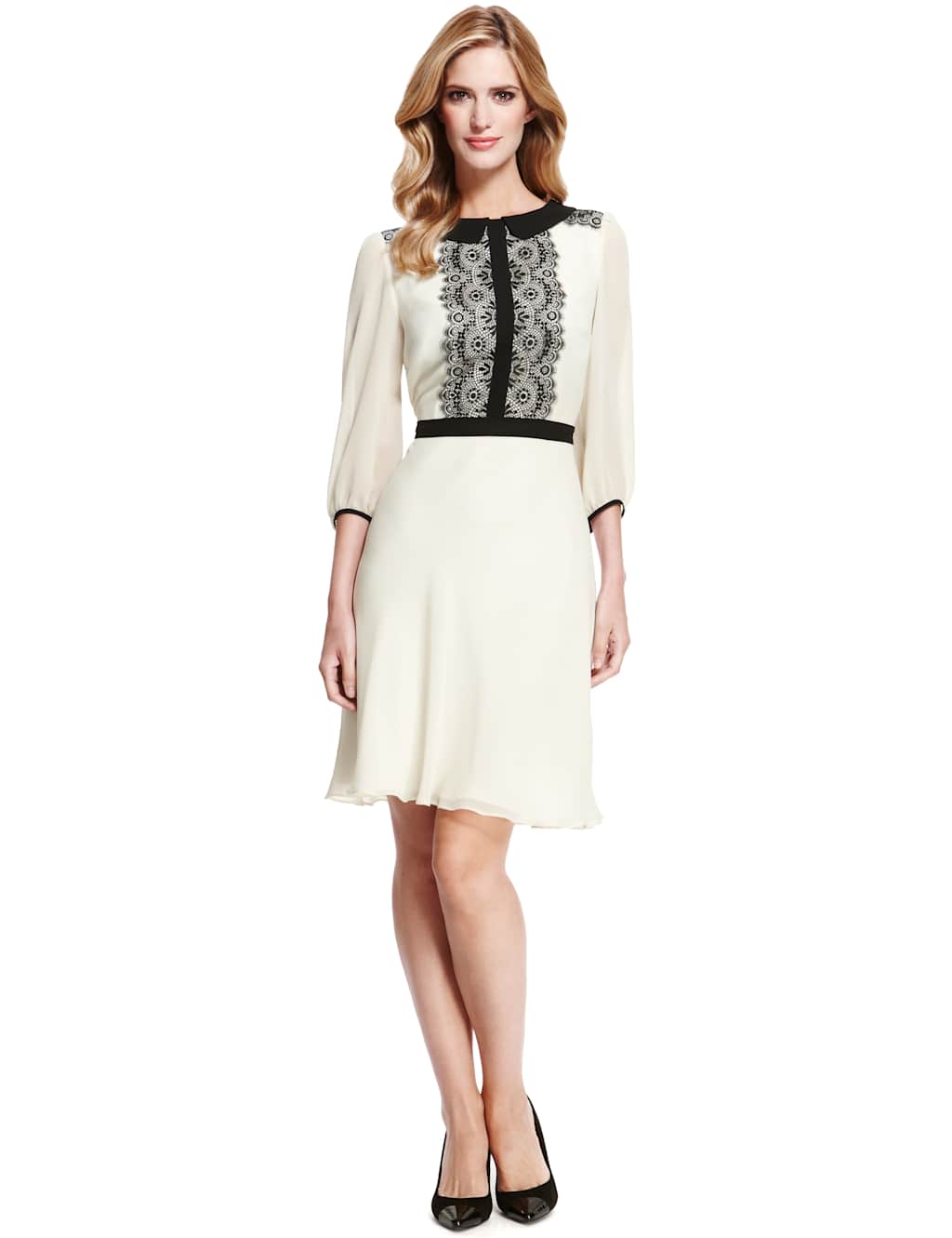Lace Chiffon Skater Dress 1 of 7