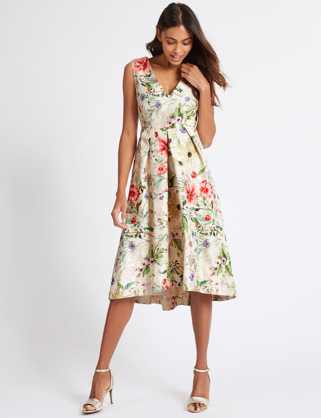 Floral Print Jacquard Prom Dress M S Collection M S