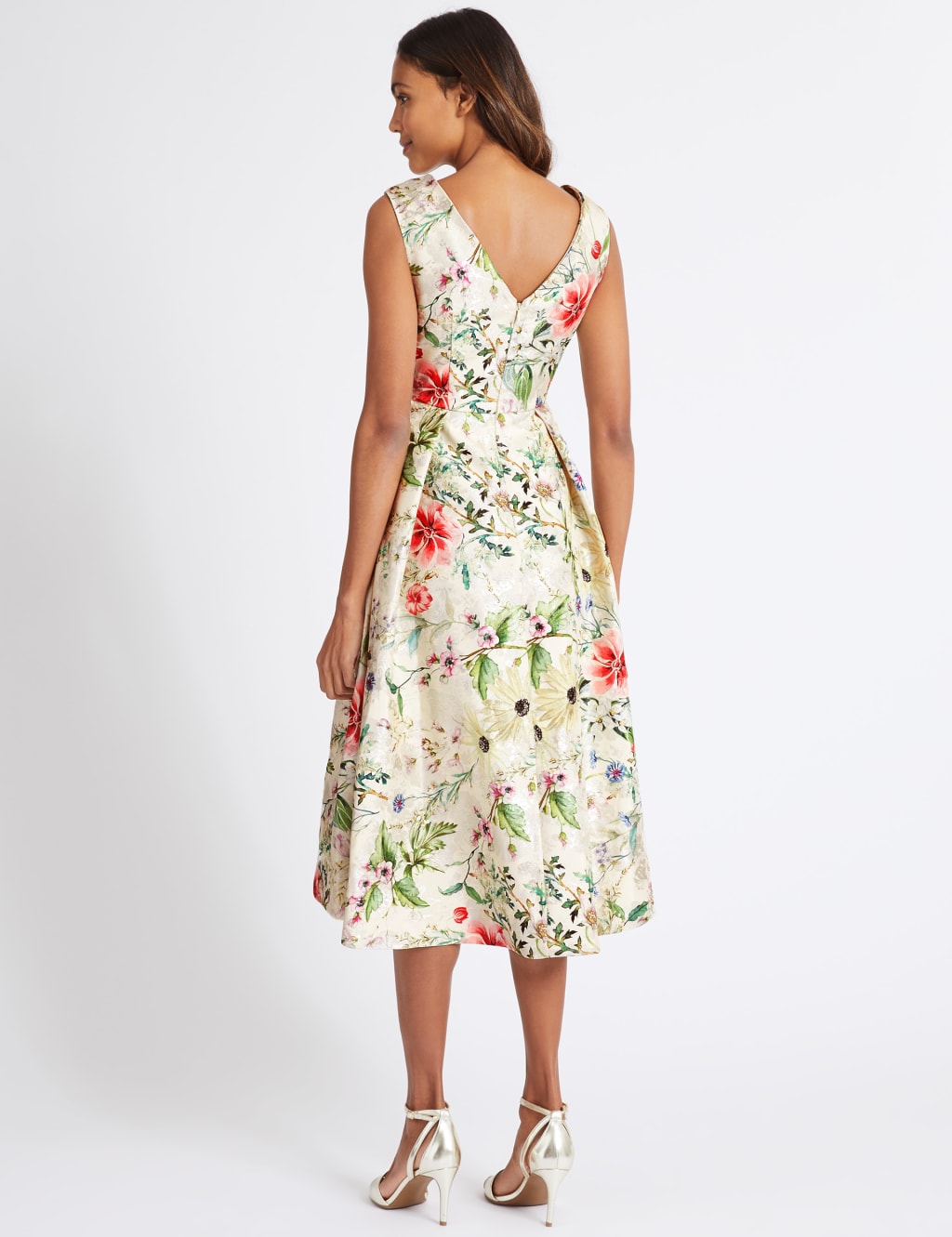 Floral Print Jacquard Prom Dress 5 of 6