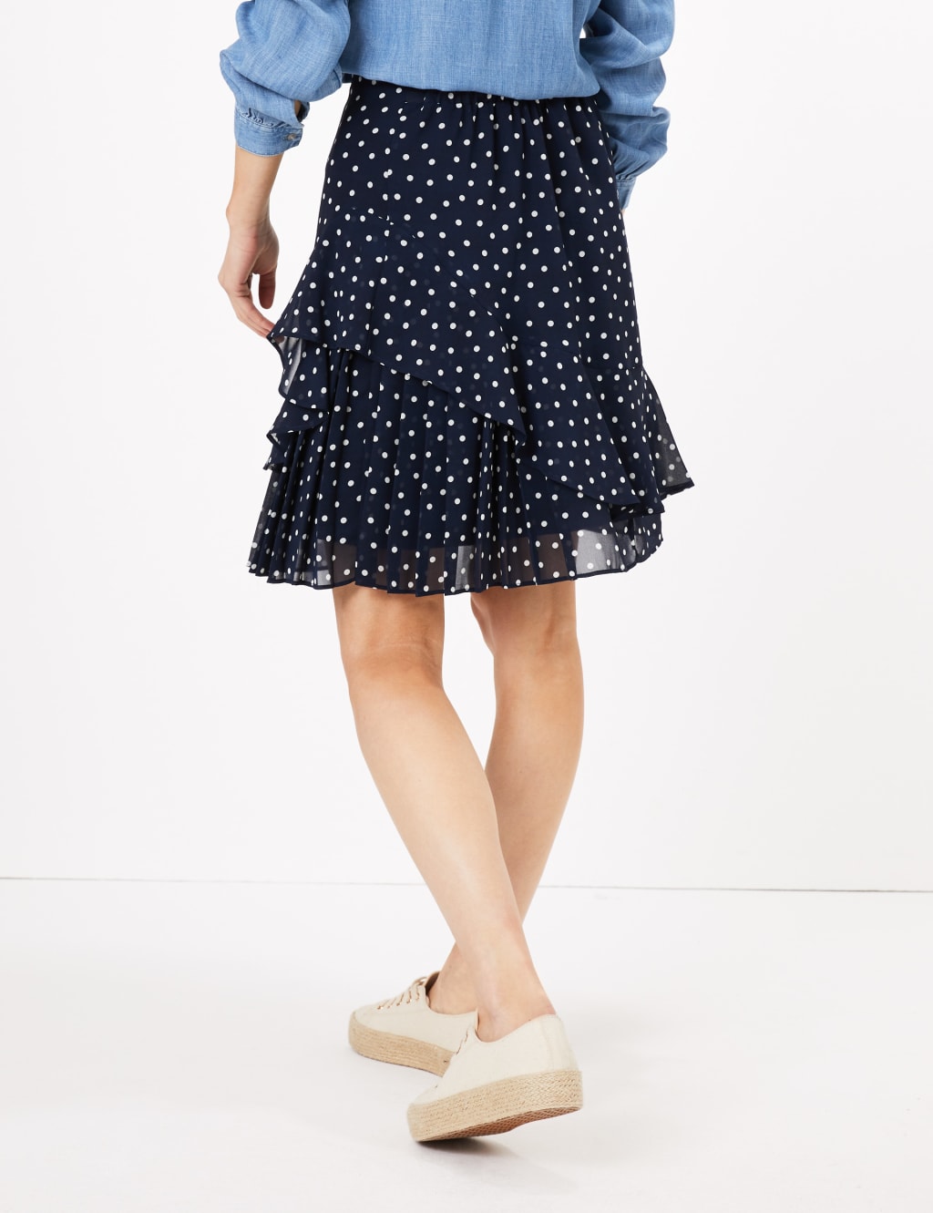 Chiffon Polka Dot Ruffle Mini Skirt M S Collection M S