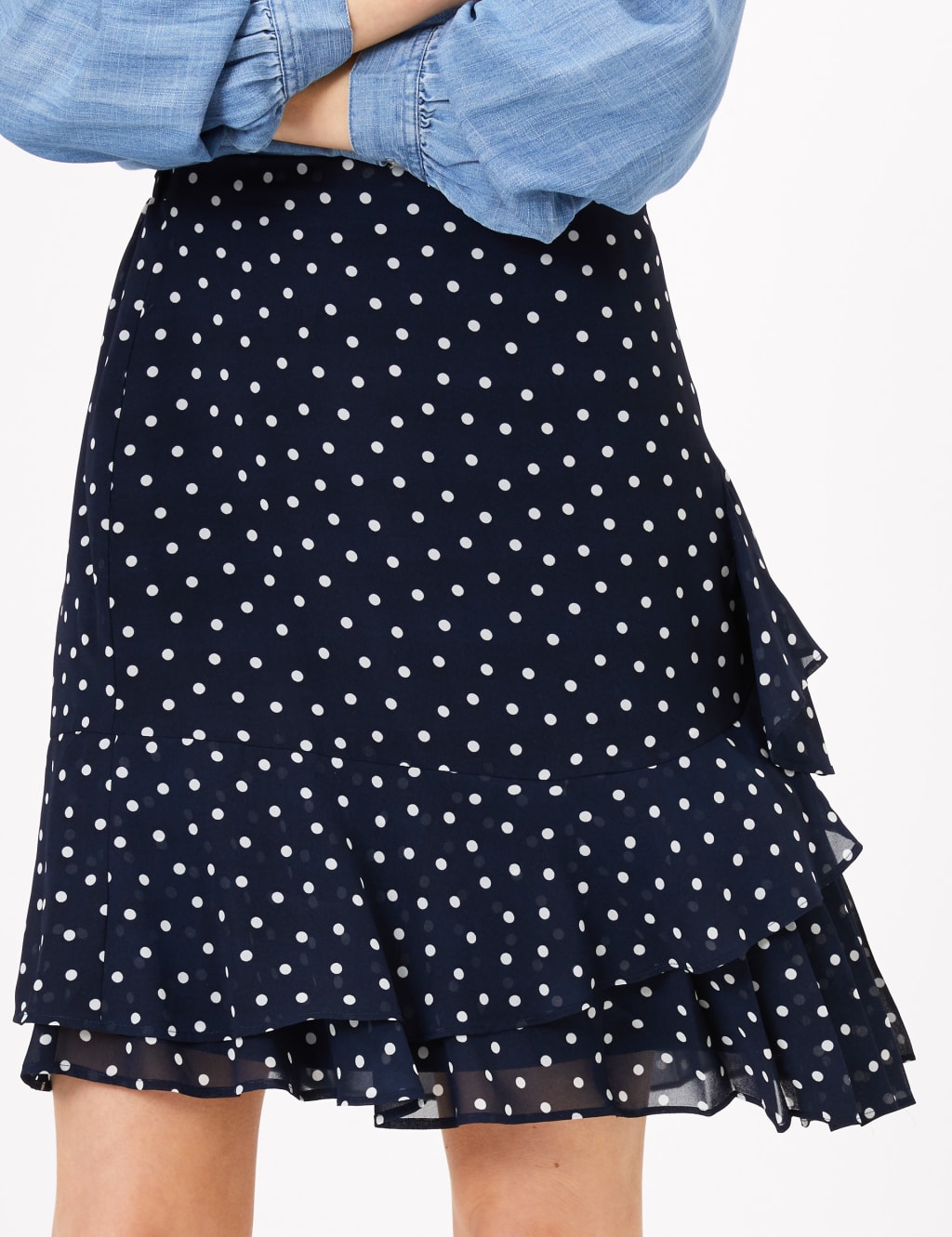 Chiffon Polka Dot Ruffle Mini Skirt 4 of 5