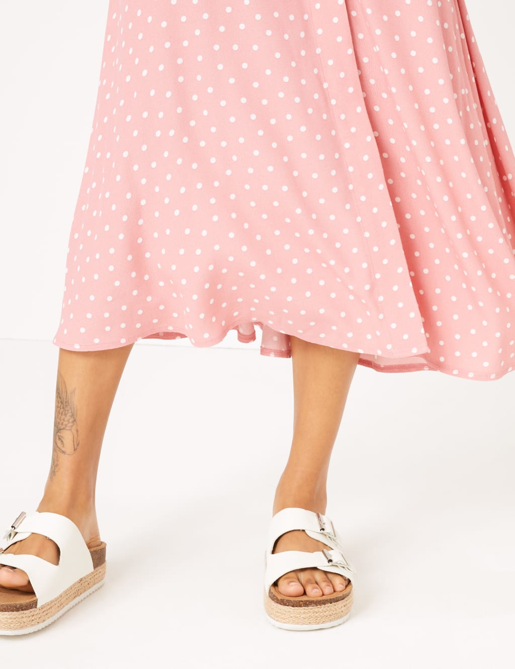 Polka Dot Button Front Midi A-Line Skirt 5 of 5