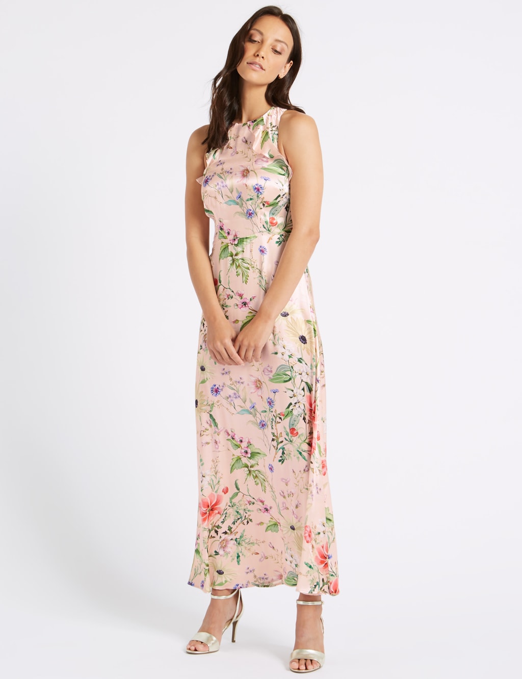Floral Print Satin Bodycon Maxi Dress M S Collection M S