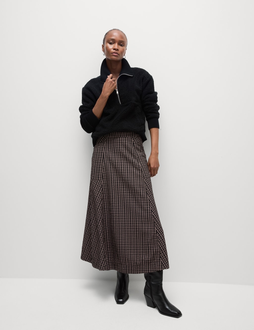 Checked Midi Tiered Skirt M S Collection M S