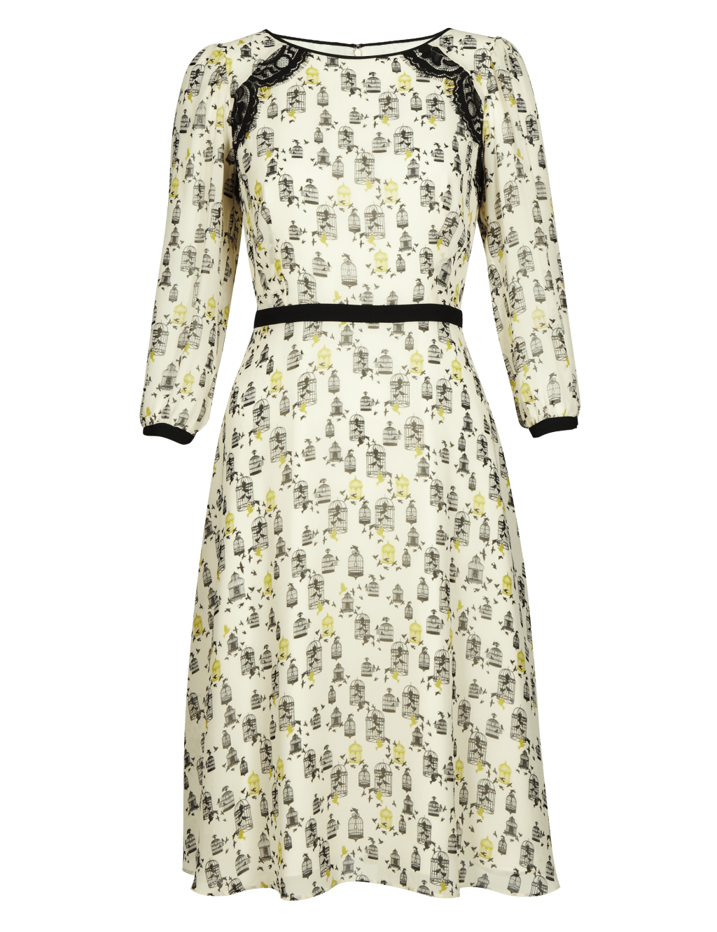 Birdcage Print Chiffon Tea Dress 2 of 5
