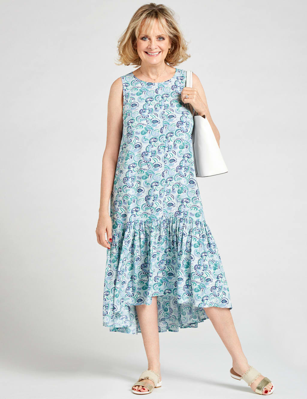 Printed Drop Waist Midi Dress 1 of 3