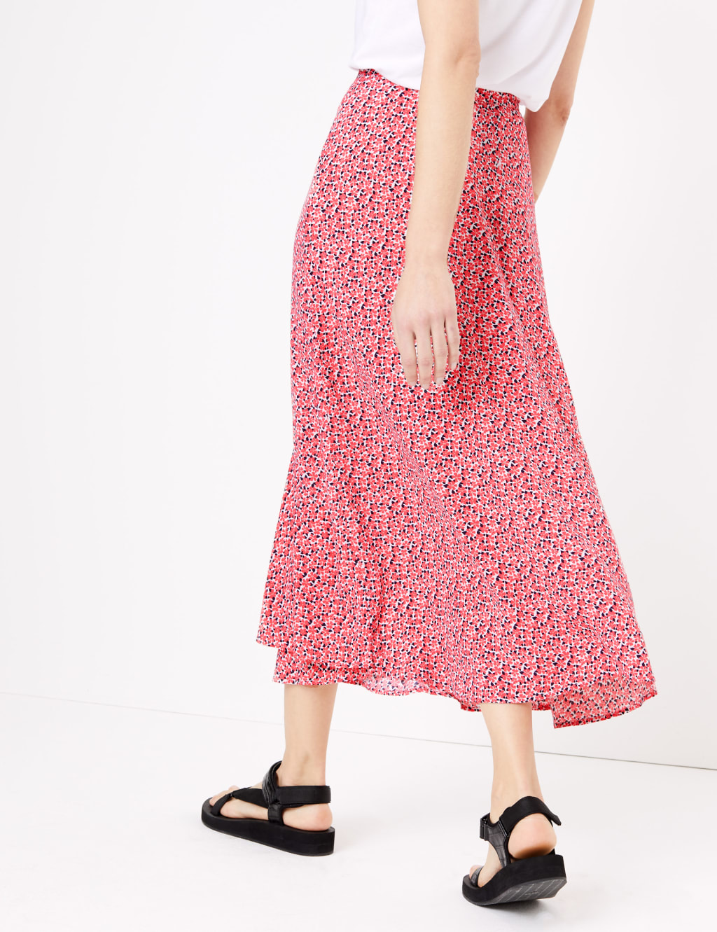 Floral Tiered Hem Midi Skater Skirt 3 of 4