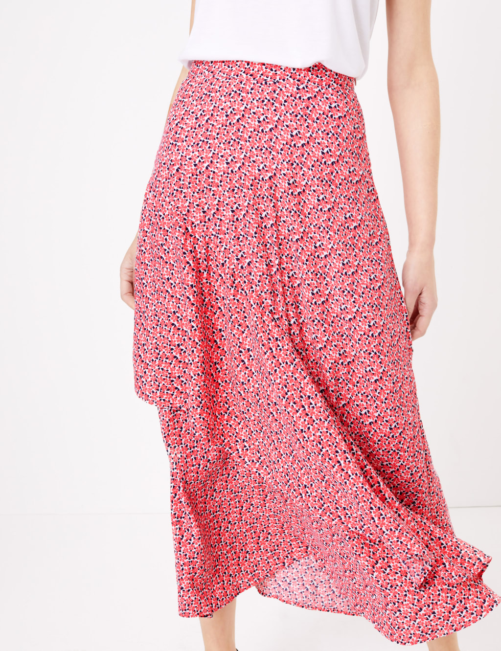 Floral Tiered Hem Midi Skater Skirt 4 of 4