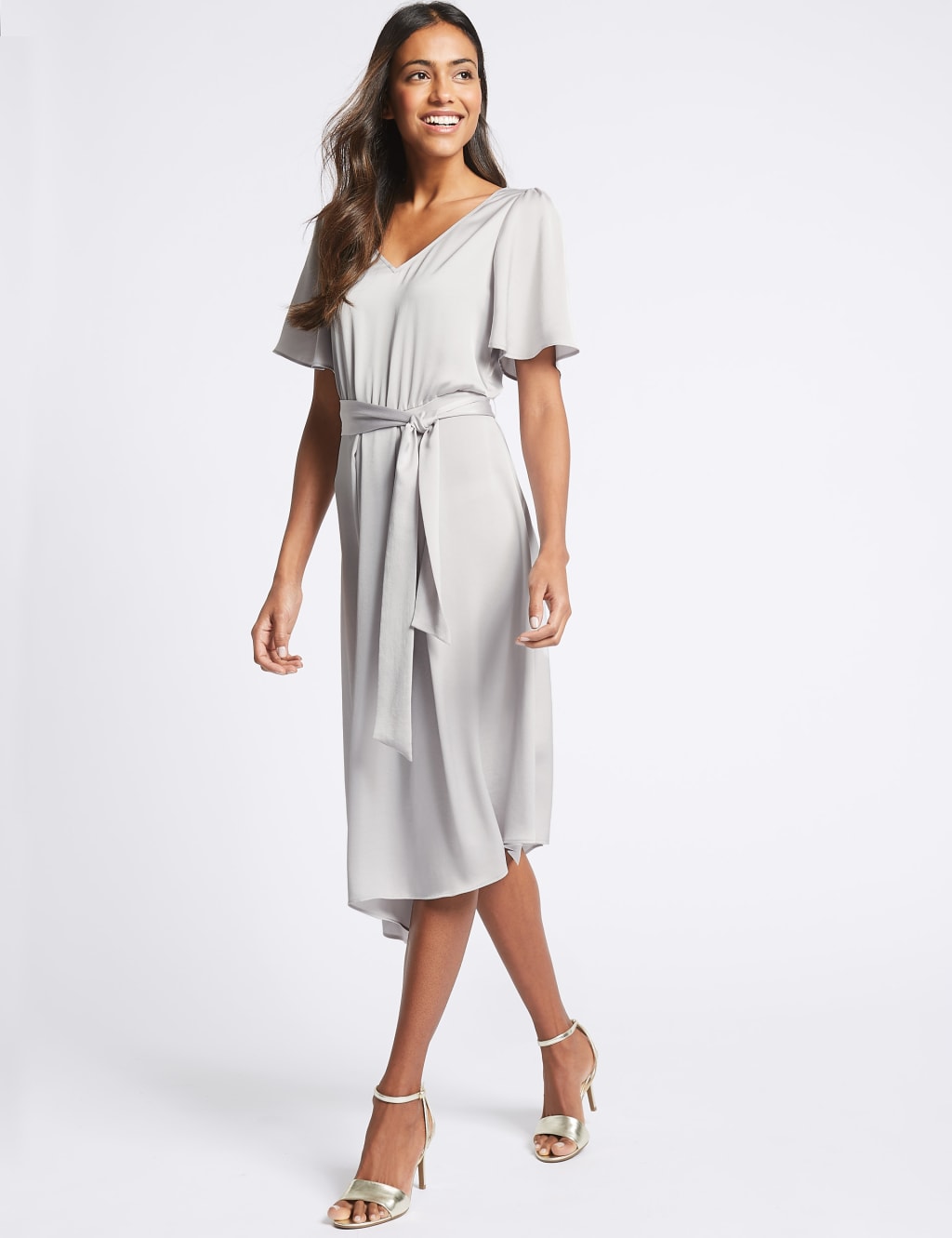 Satin Asymmetric Tunic Maxi Dress M S Collection M S