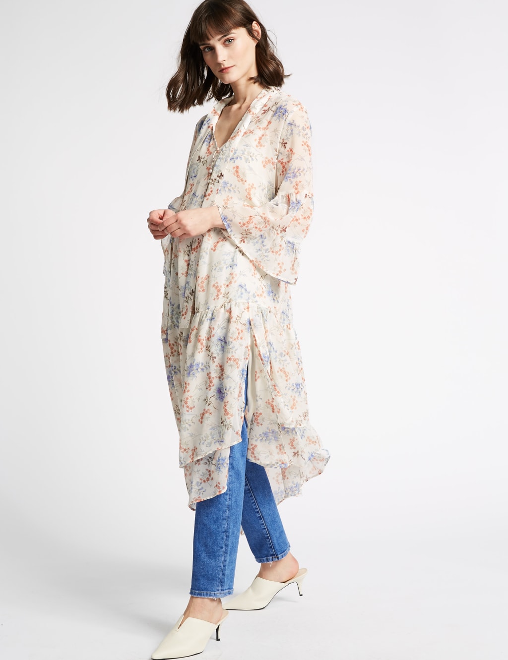 Floral Print Asymmetric Midi Dress 3 of 4