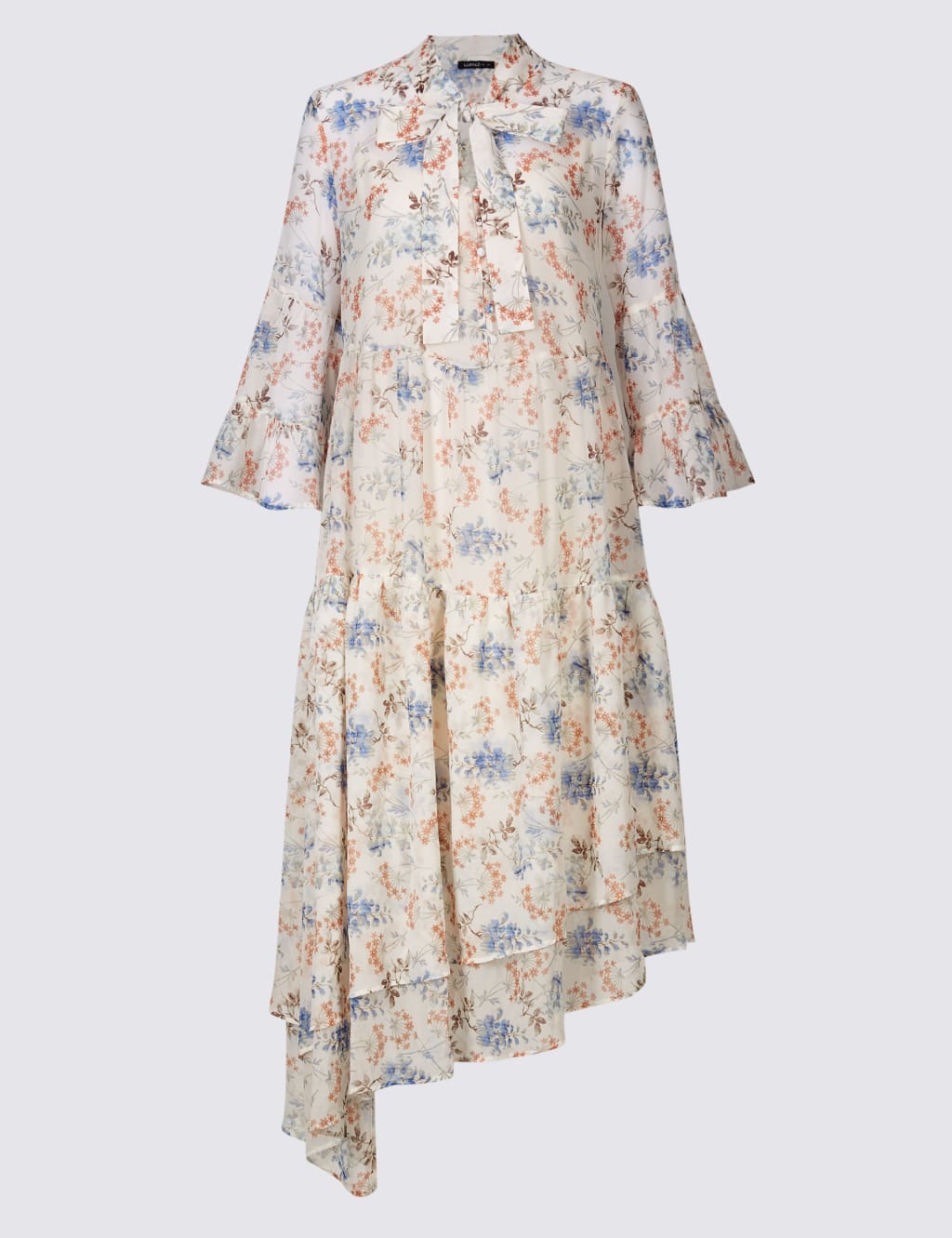 Floral Print Asymmetric Midi Dress 2 of 4