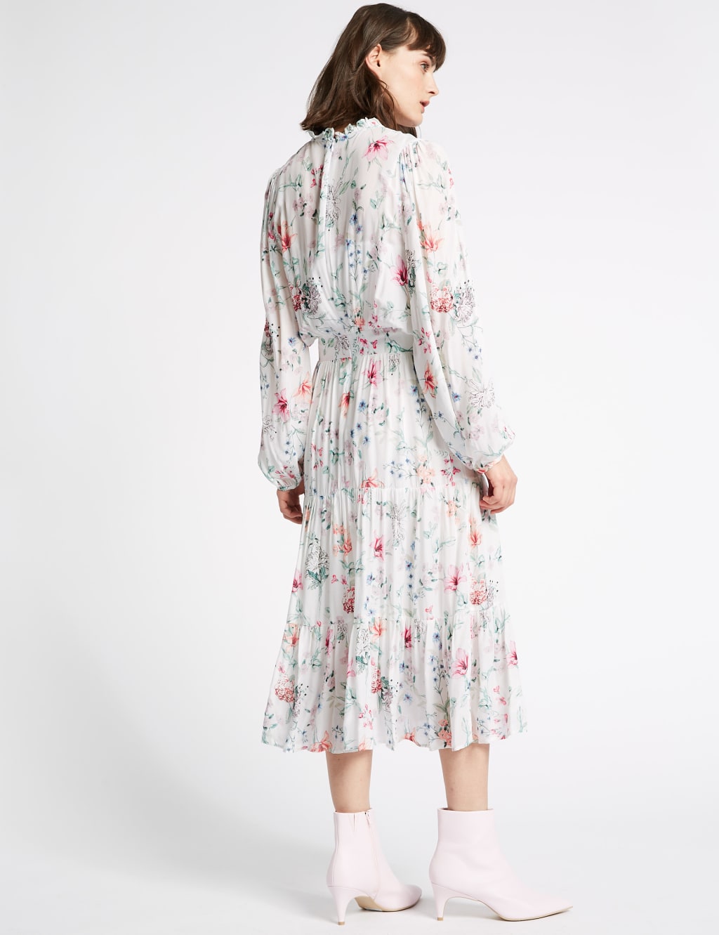 Floral Print Long Sleeve Midi Dress 4 of 5