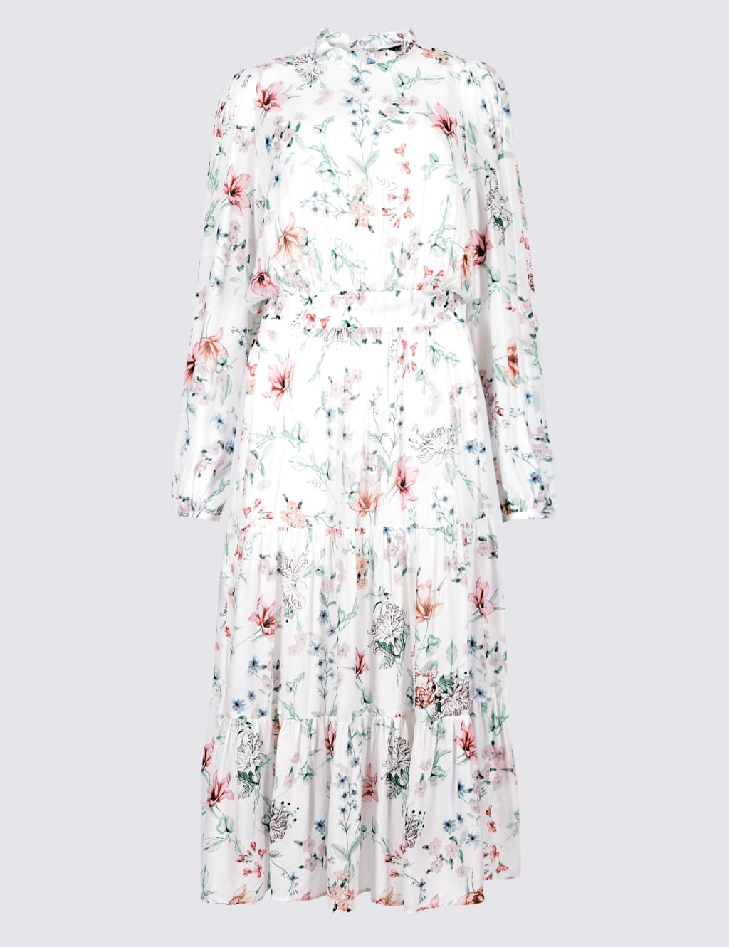 Floral Print Long Sleeve Midi Dress 2 of 5