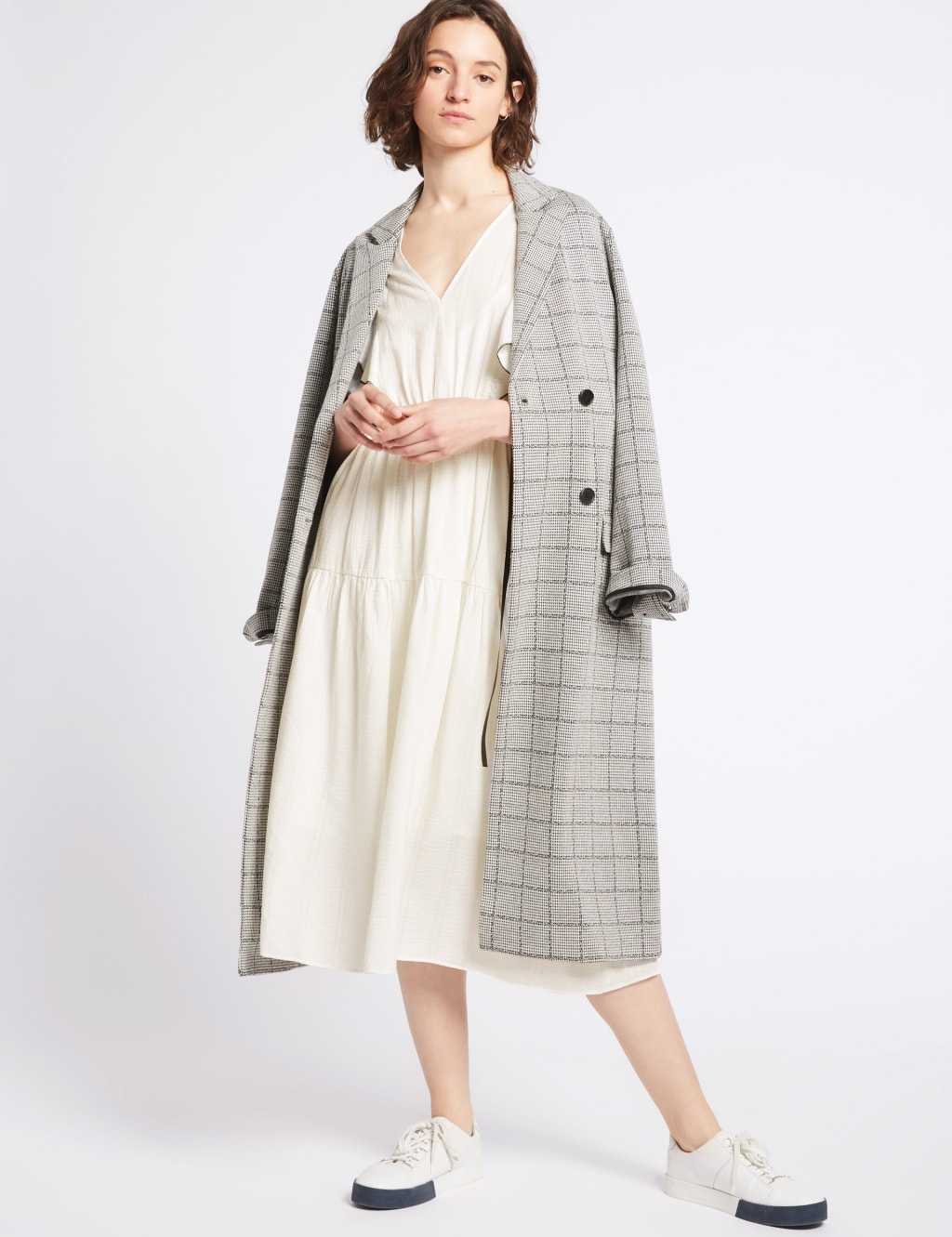 Seersucker Insert Half Sleeve Midi Tea Dress 6 of 6