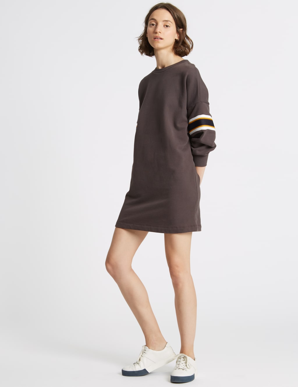 Pure Cotton Striped Long Sleeve Jumper Dress Limited Edition M S