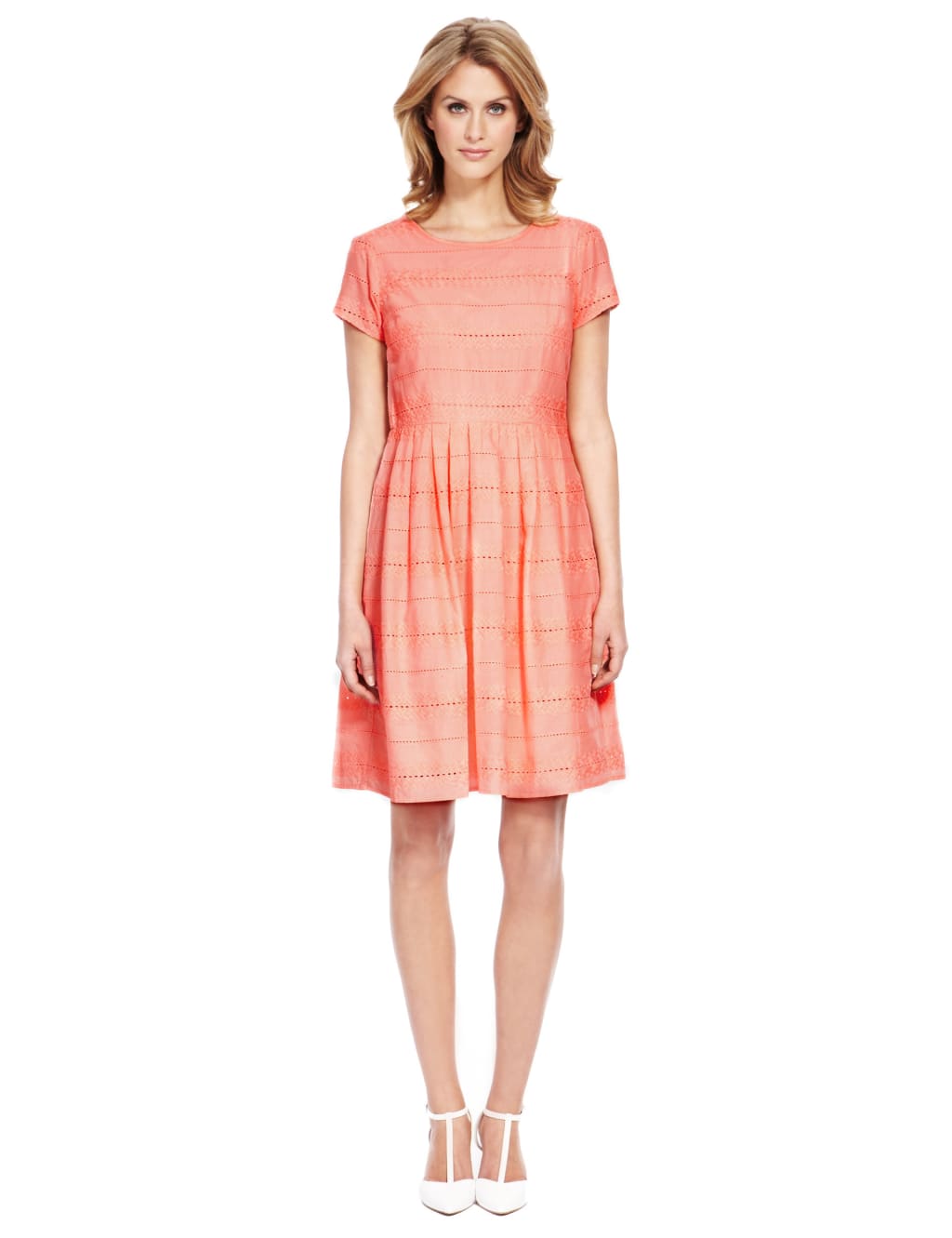 Pure Cotton Striped & Embroidered Prom Dress 1 of 5