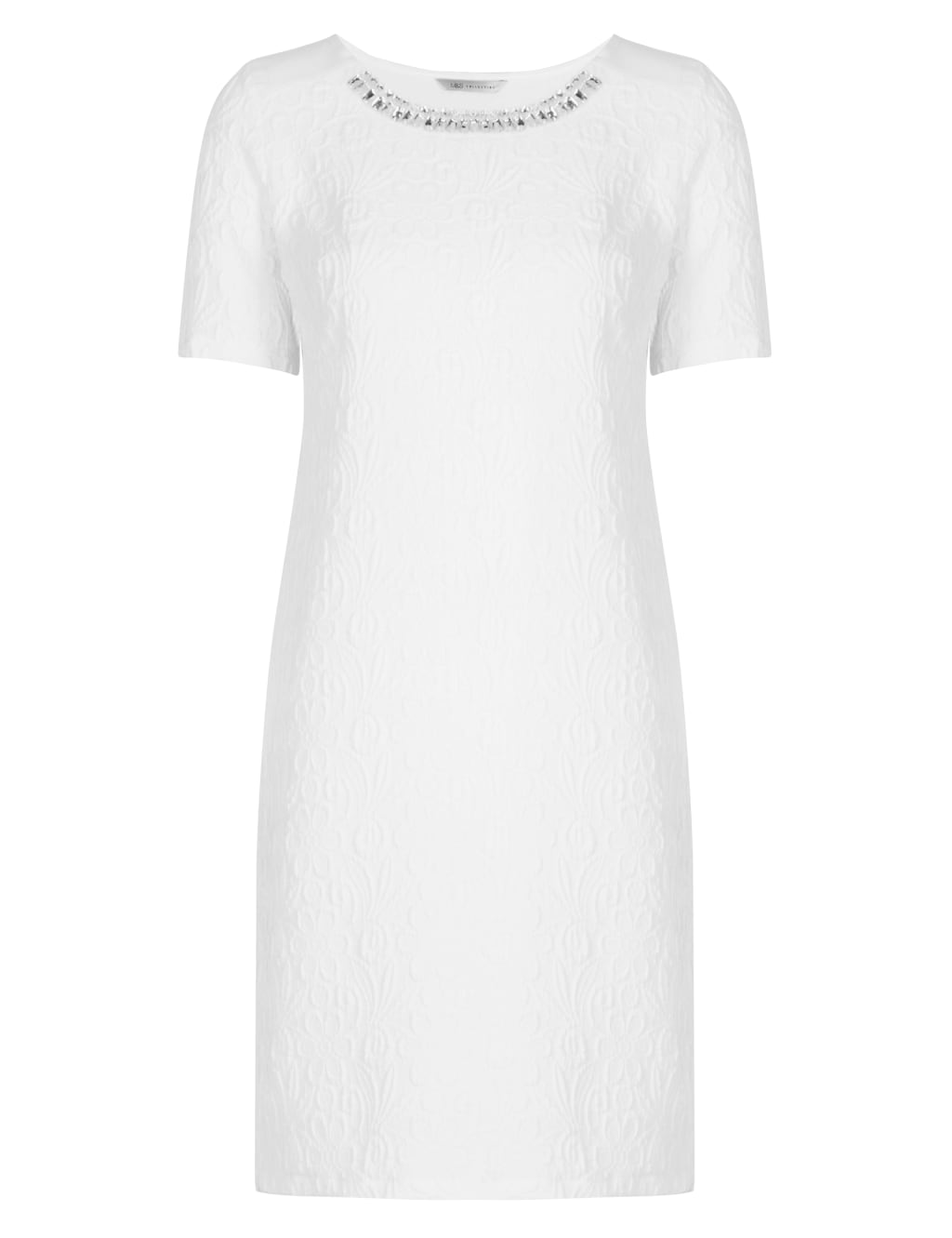 Jewel Neckline Daisy Jacquard Shift Dress 4 of 6