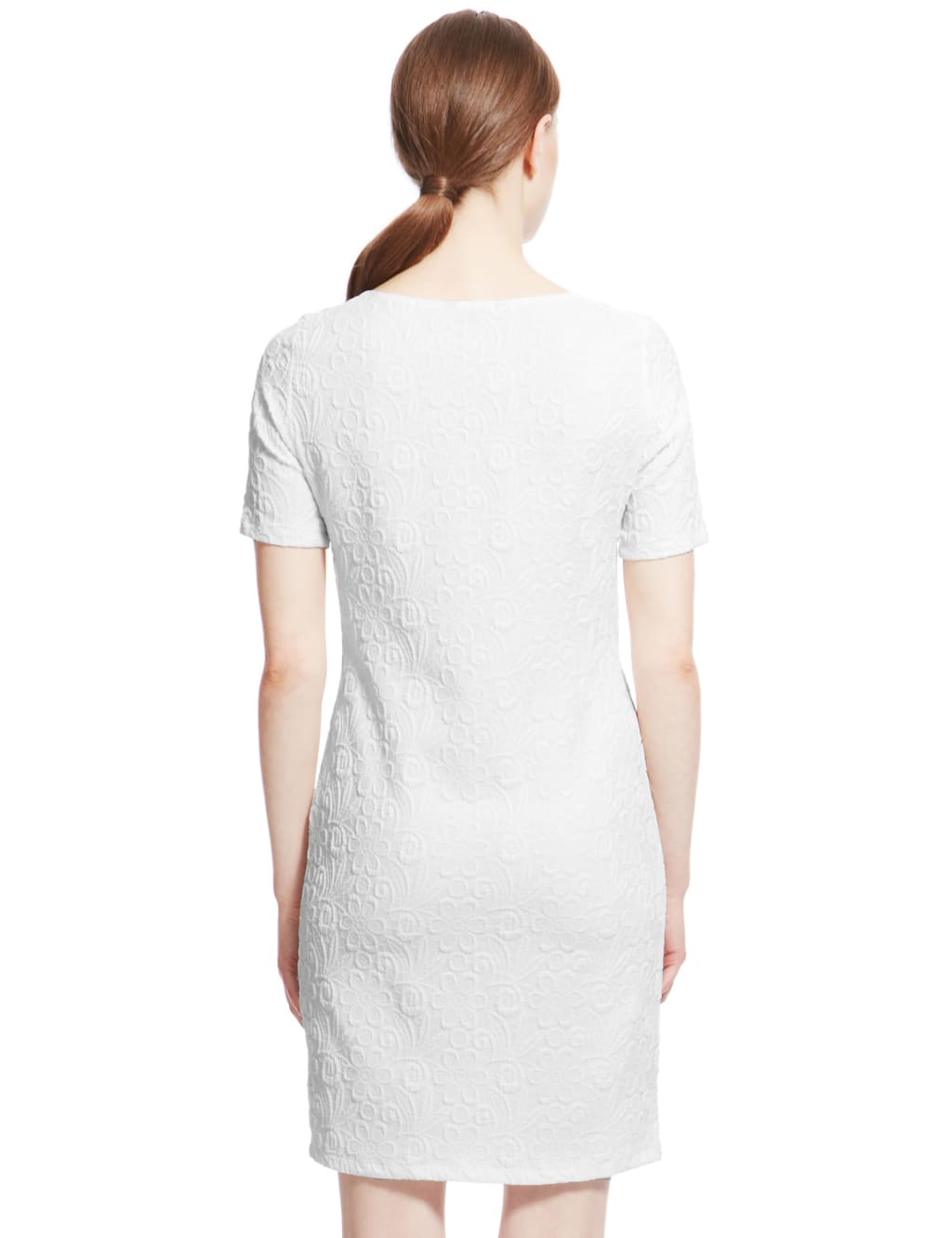 Jewel Neckline Daisy Jacquard Shift Dress 6 of 6