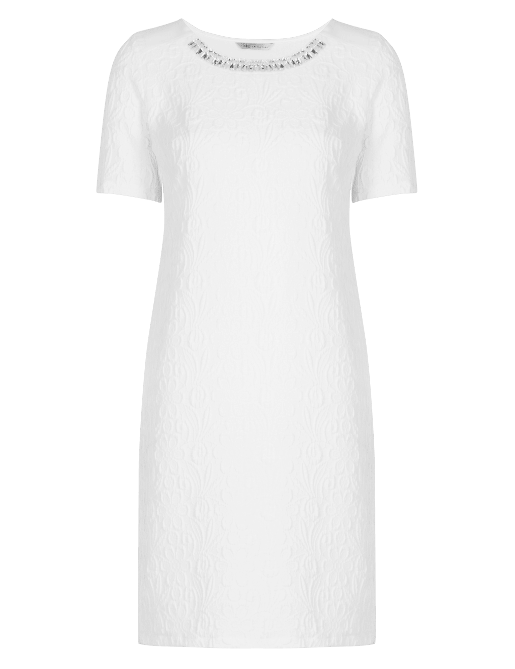 Jewel Neckline Daisy Jacquard Shift Dress 2 of 6