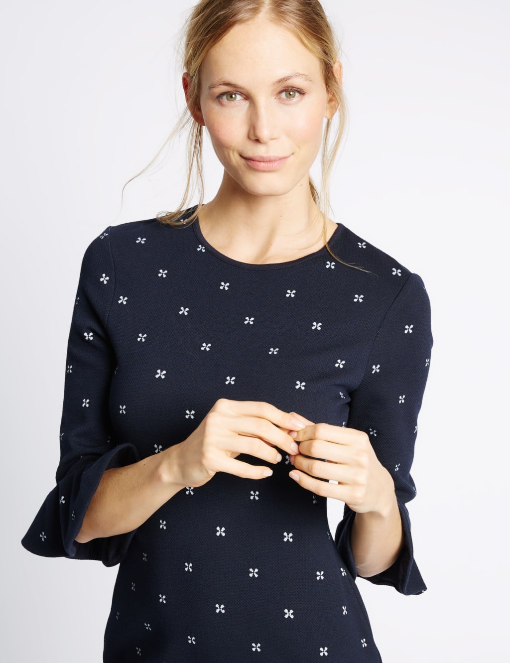 Frilled Cuff 3/4 Sleeve Swing Dress 4 of 4