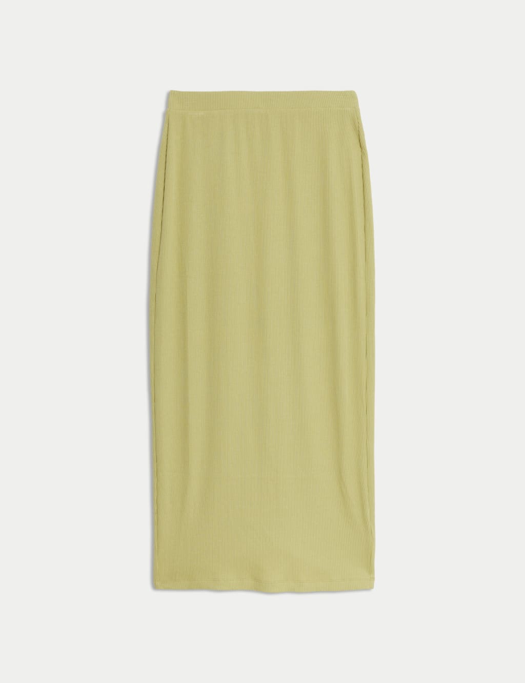 Cotton Blend Ribbed Midi Column Skirt 2 of 5