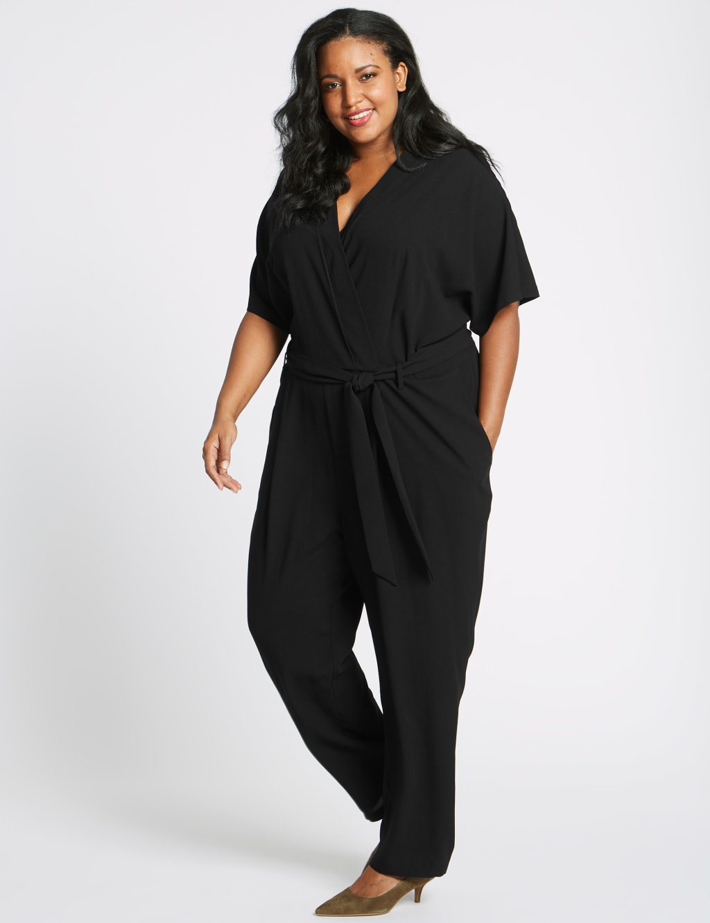 CURVE Pleated Front Wrap Jumpsuit 1 of 5
