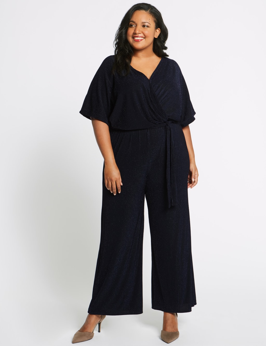 CURVE Sparkly Short Sleeve Jumpsuit M S Collection M S