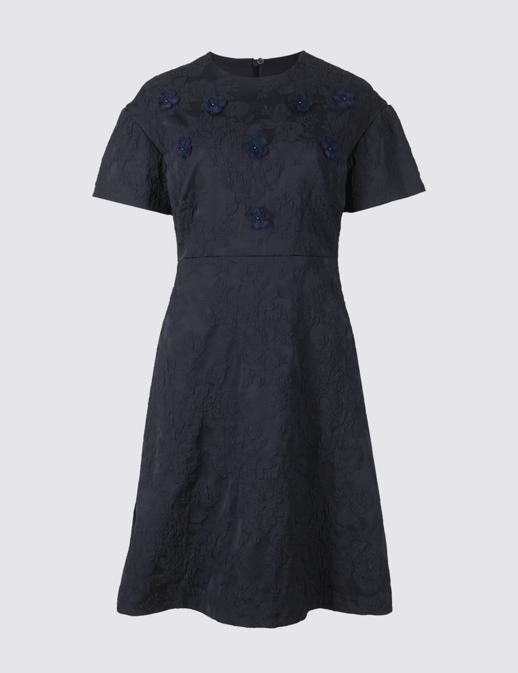 Embossed Jacquard Short Sleeve Shift Dress 2 of 7