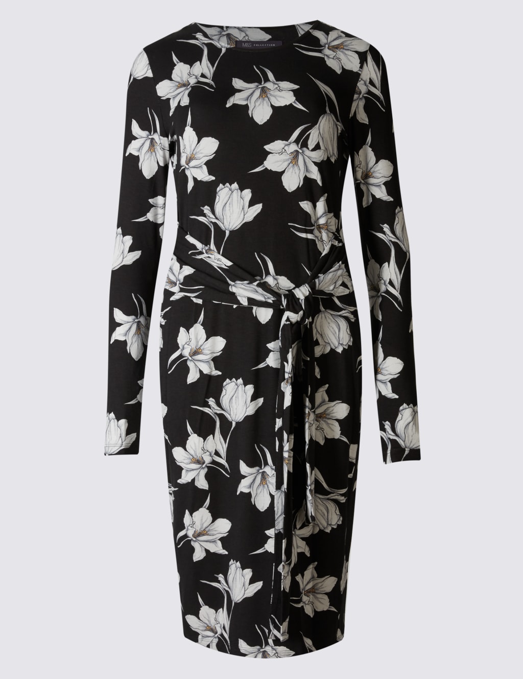 Tie Front Long Sleeve Bodycon Dress 2 of 4