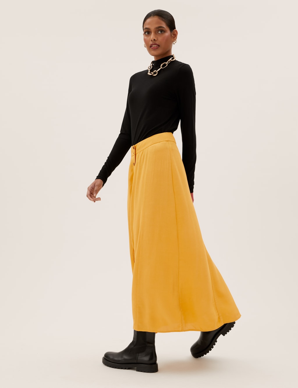 Button Front Maxi A-Line Skirt 6 of 7
