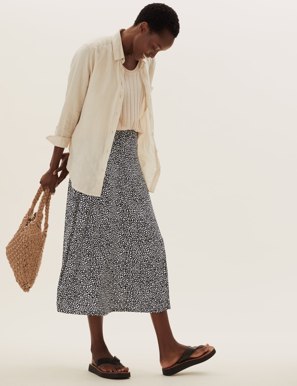 Jersey Printed Midi Skater Skirt 1 of 5