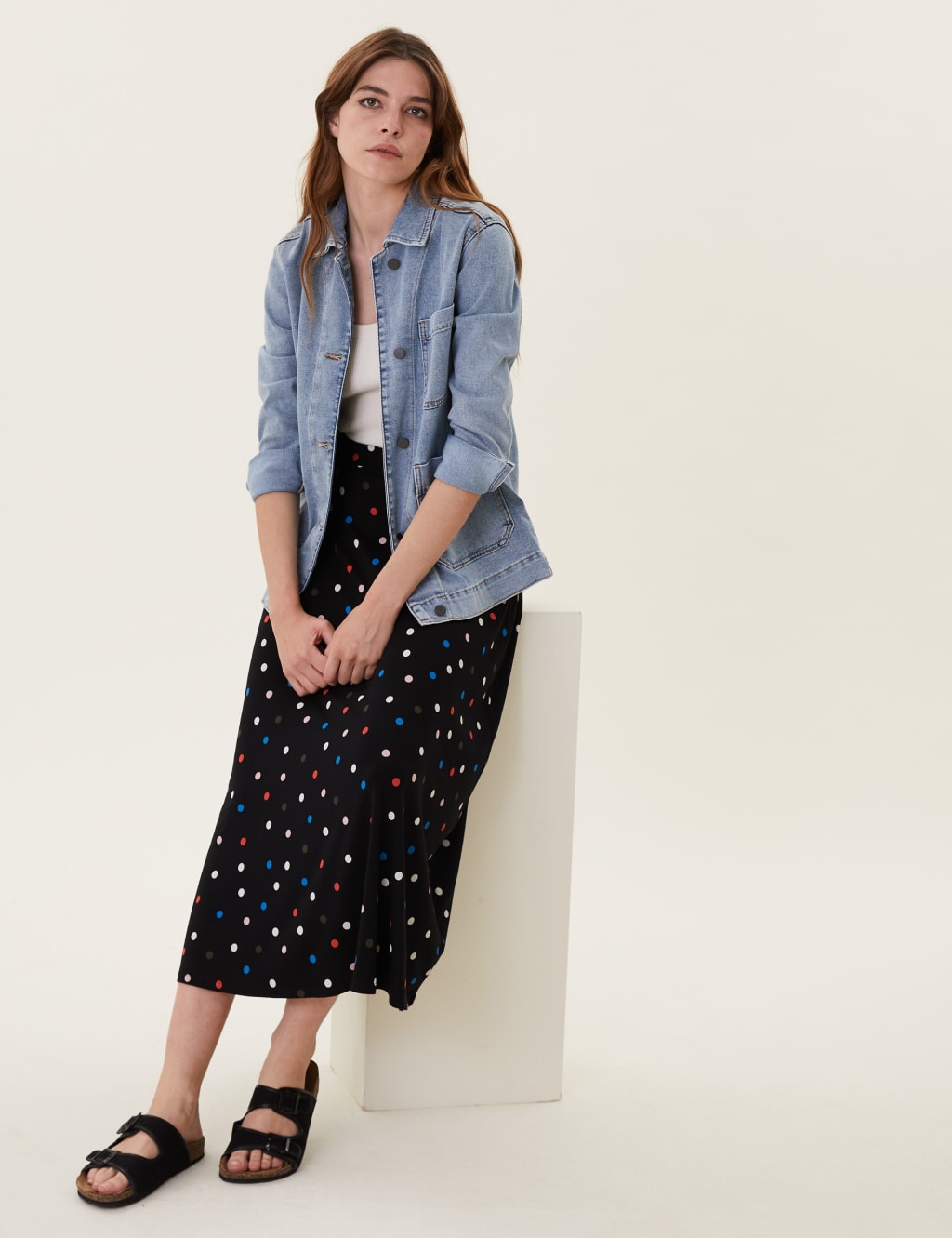 Jersey Polka Dot Midi Skater Skirt 3 of 6