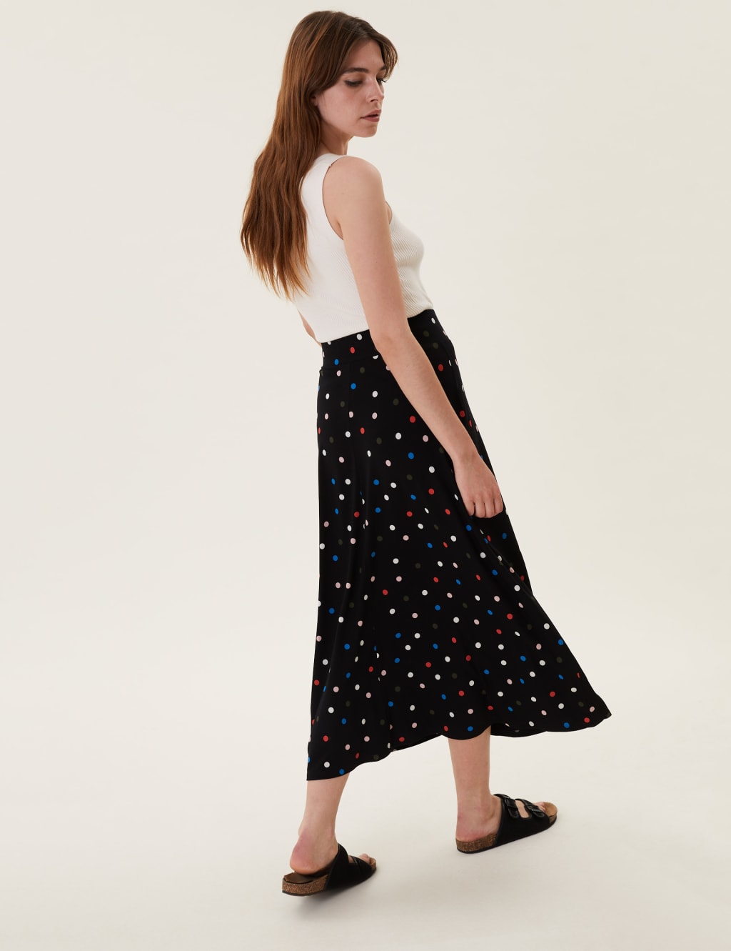 Jersey Polka Dot Midi Skater Skirt 4 of 6