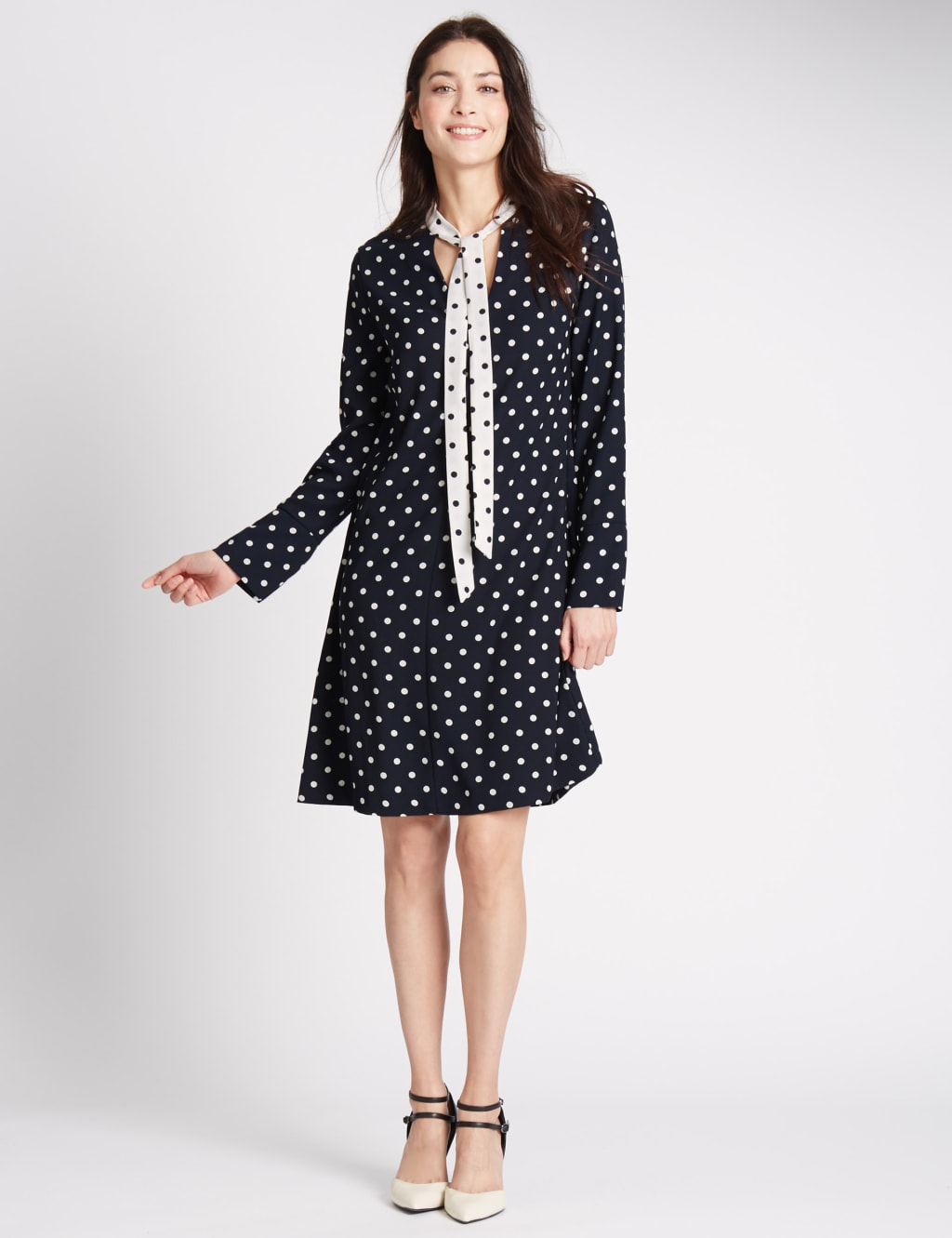 Spotted shift dress discount