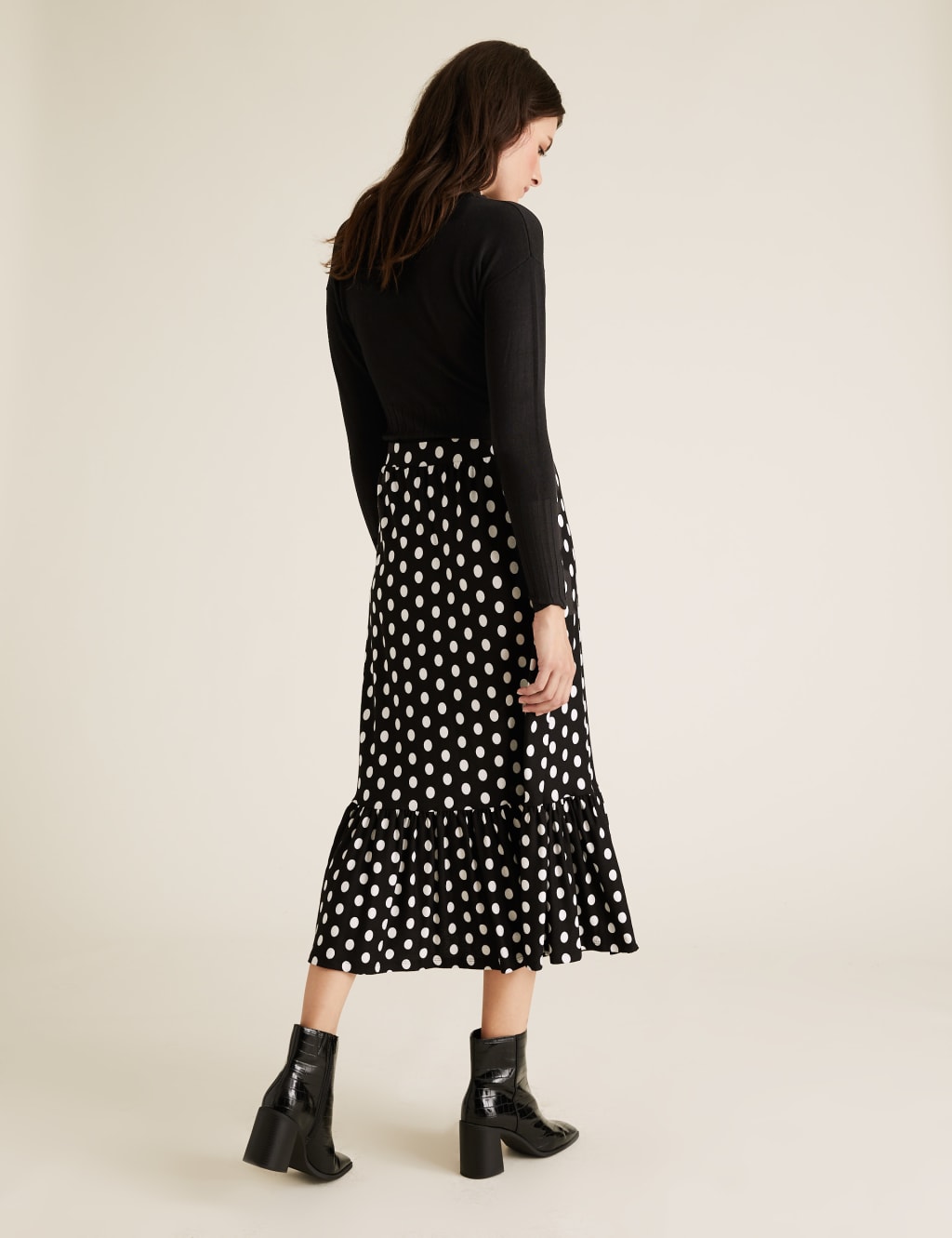 Jersey Polka Dot Midi Tiered Skirt 4 of 5