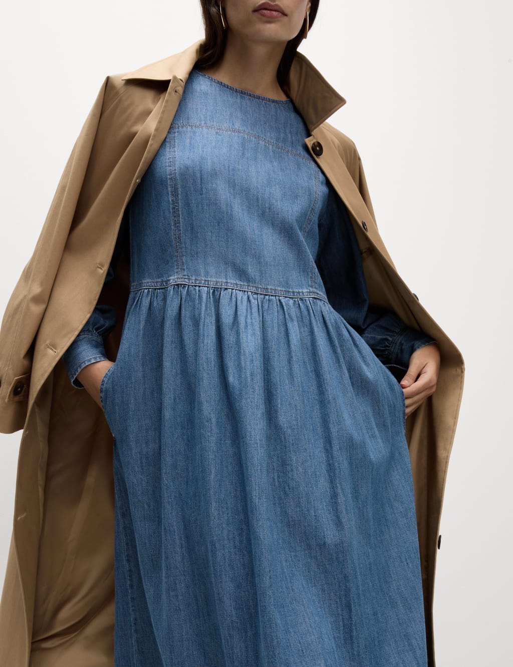 Denim Midi Waisted Dress M S Collection M S