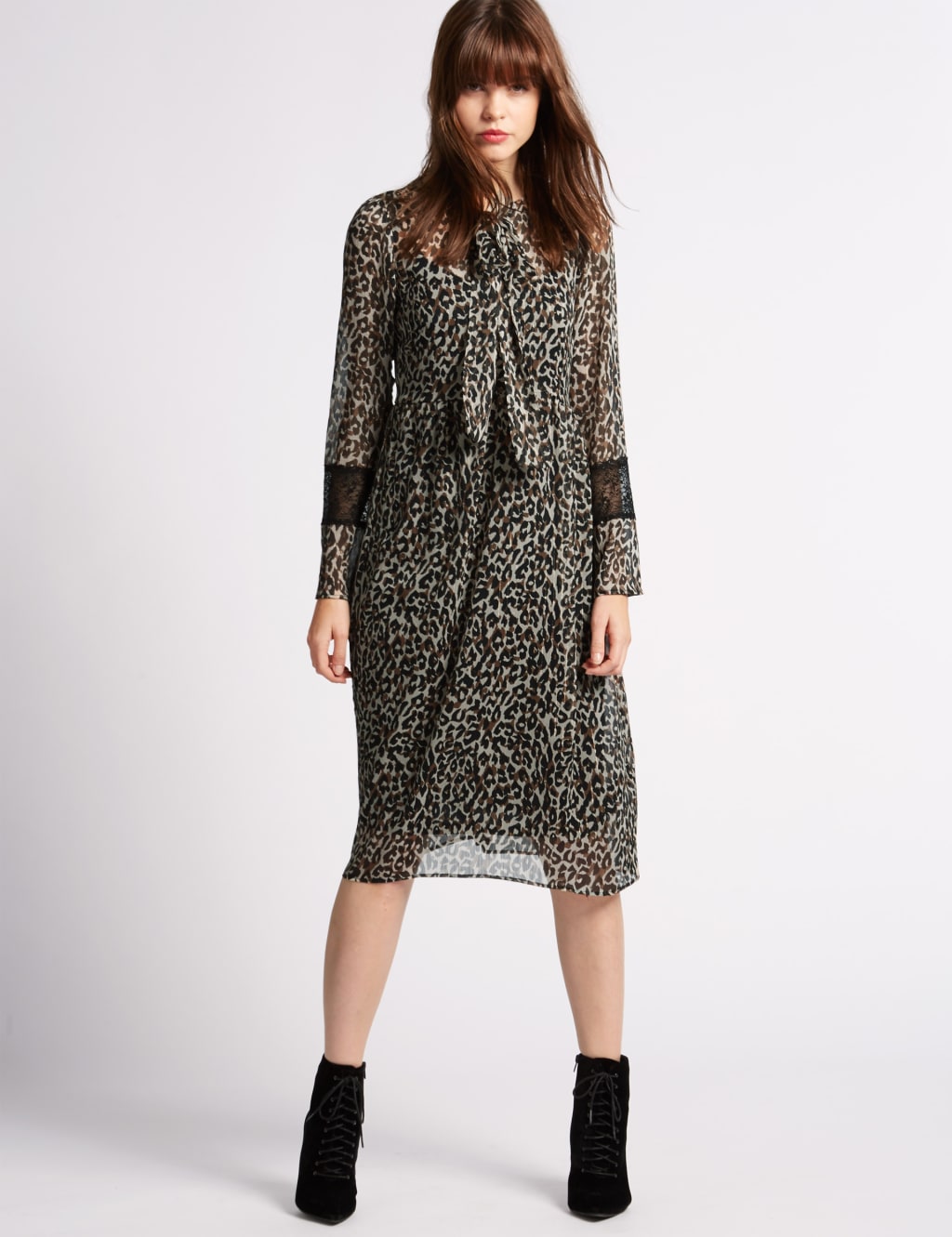 Animal Print Long Sleeve Shift Dress 1 of 4