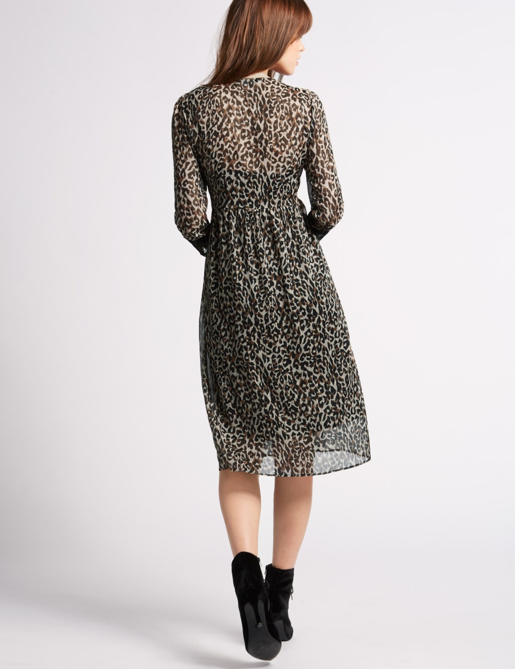 Animal Print Long Sleeve Shift Dress 3 of 4