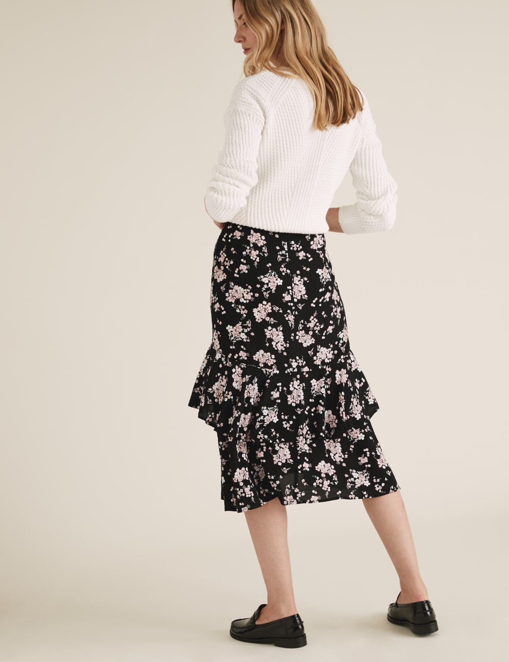 Floral Ruffle Midi Tiered Skirt 3 of 5