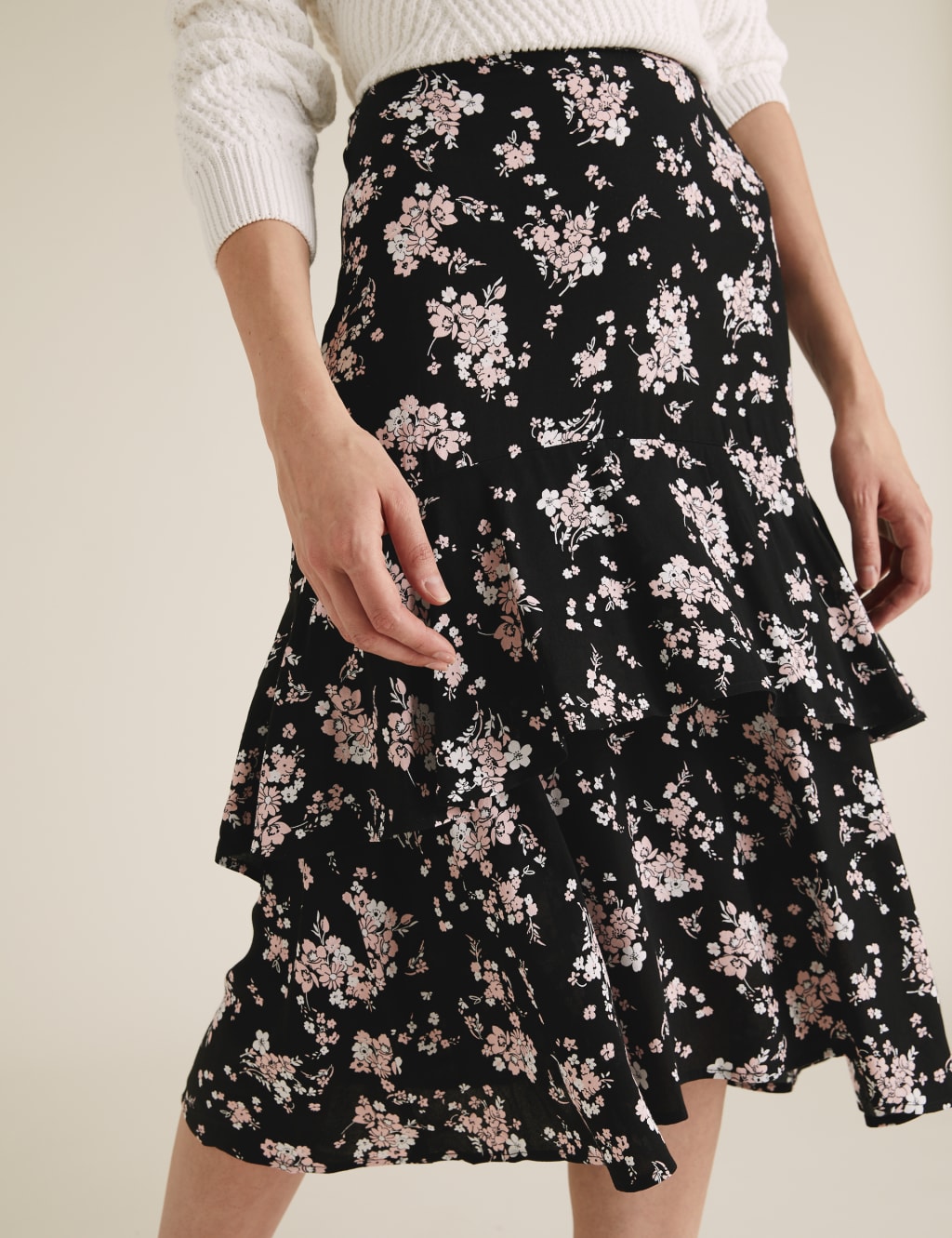 Floral Ruffle Midi Tiered Skirt 4 of 5