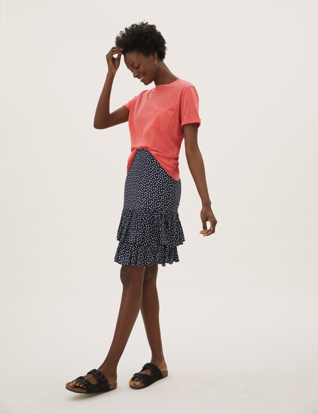 Polka Dot Ruffle Mini Tiered Skirt M S Collection M S