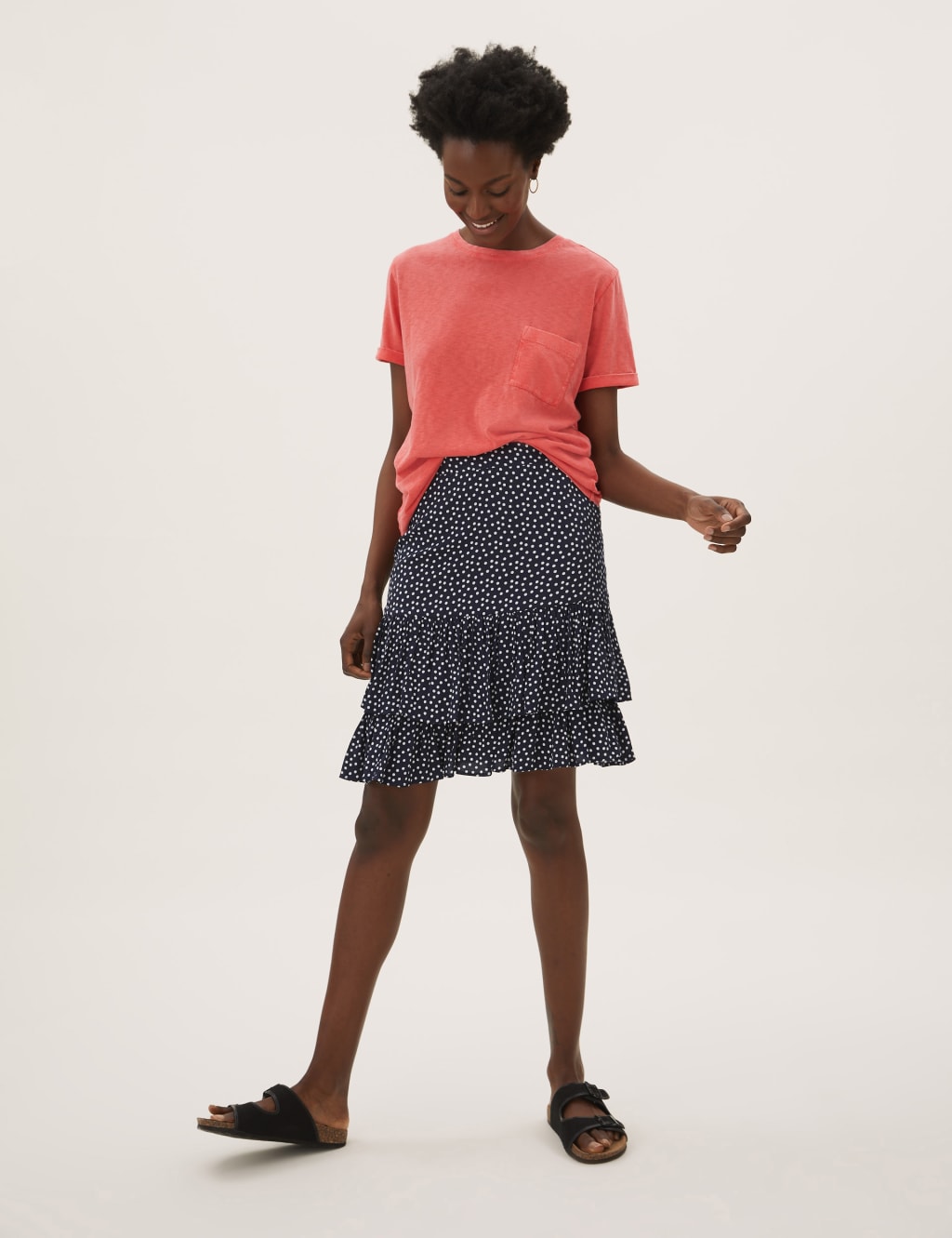 Polka Dot Ruffle Mini Tiered Skirt M S Collection M S