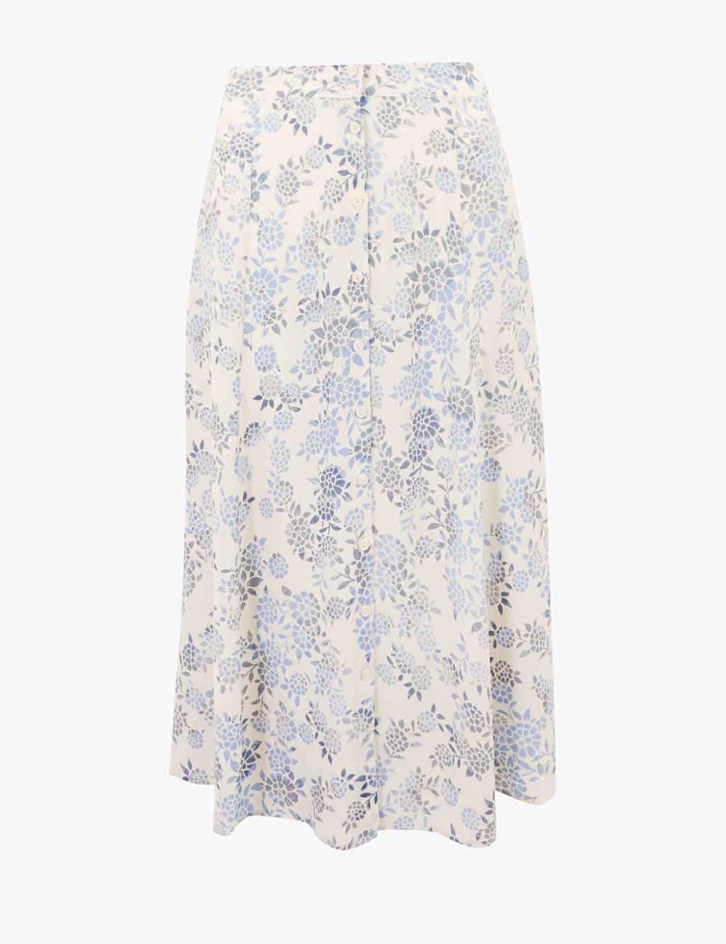 Floral Button Front Midi A-Line Skirt 2 of 4