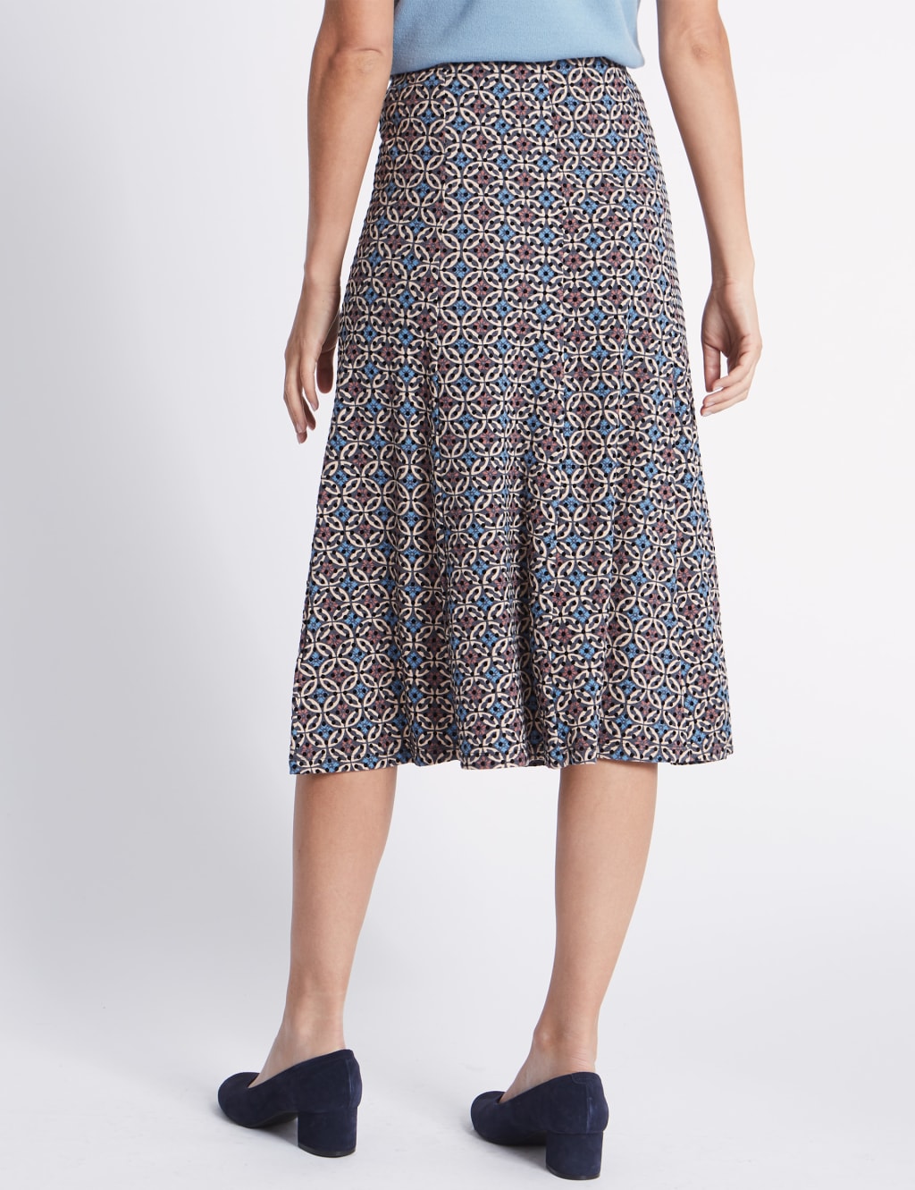 Printed Flocked A-Line Midi Skirt 4 of 5
