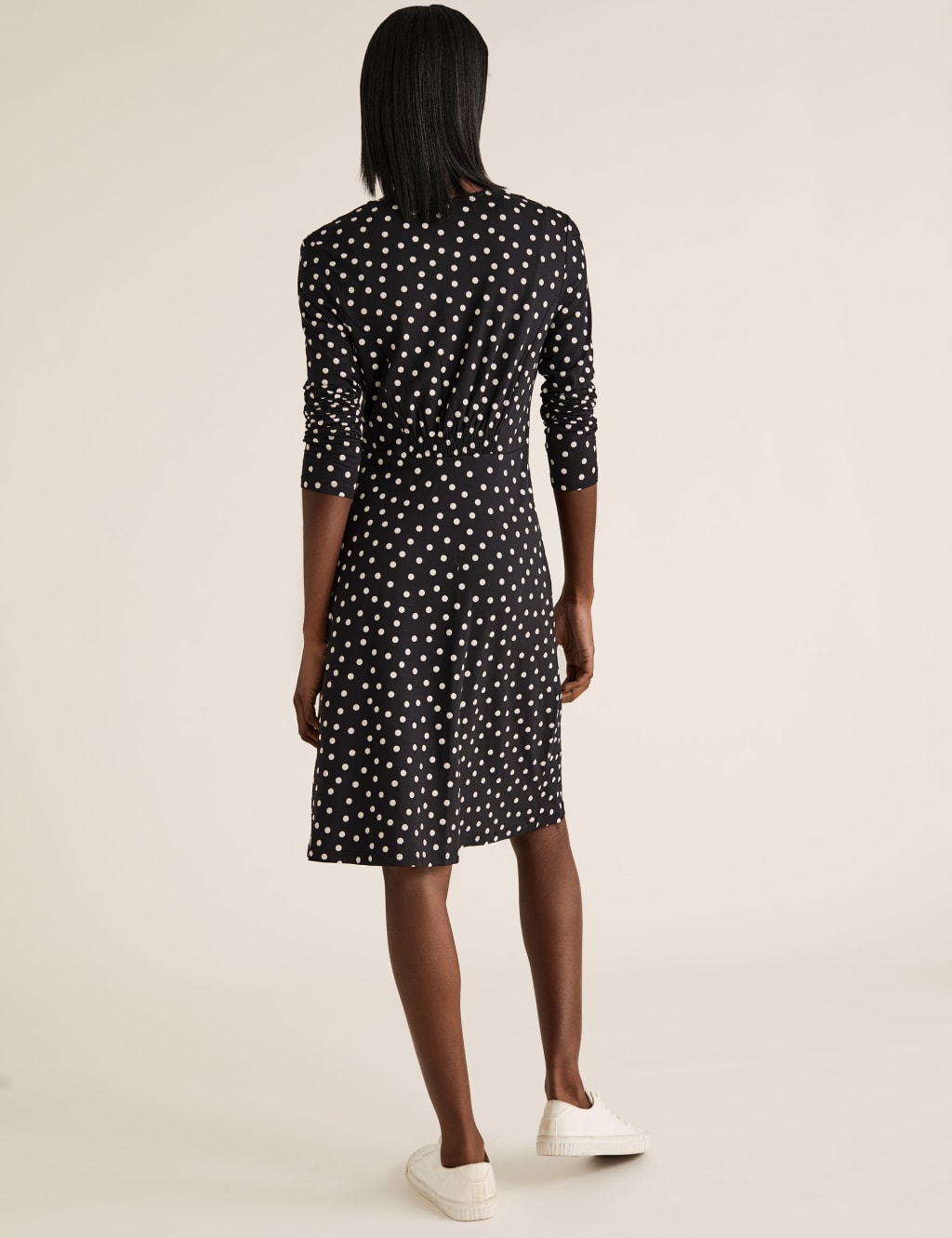 Jersey Polka Dot V-Neck Skater Dress 4 of 5