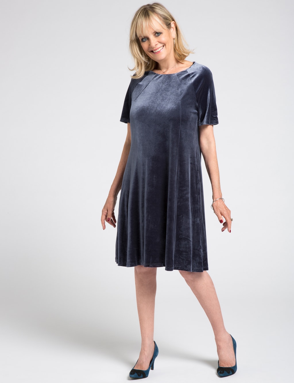 Velvet Short Sleeve Shift Dress Twiggy for M S Collection M S