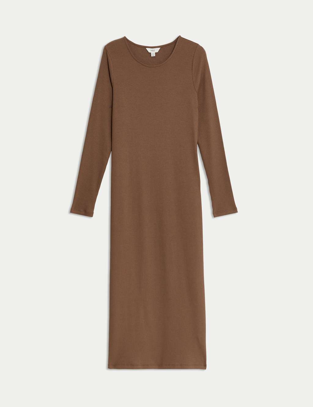 Cotton Blend Round Neck Midi Column Dress 2 of 6